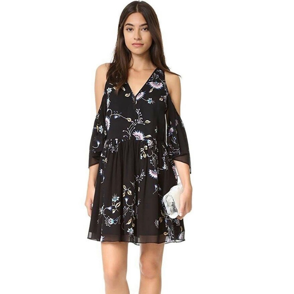 Rebecca Minkoff Robbie Cold Shoulder Floral Dress XS NWT Retail $278